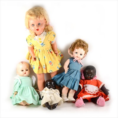Lot 124 - Five composition and bisque head baby dolls, some (a/f)