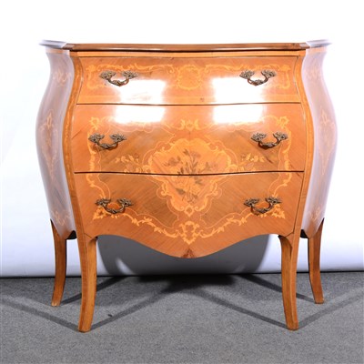 Lot 475 - An Italian reproduction marquetry bombe-shape commode