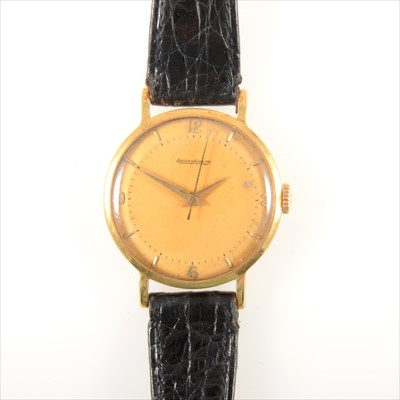 Lot 716 - Jaeger le Coultre - a gentleman's 18 carat yellow wrist watch.