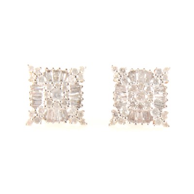 Lot 240 - A pair of square diamond cluster earrings