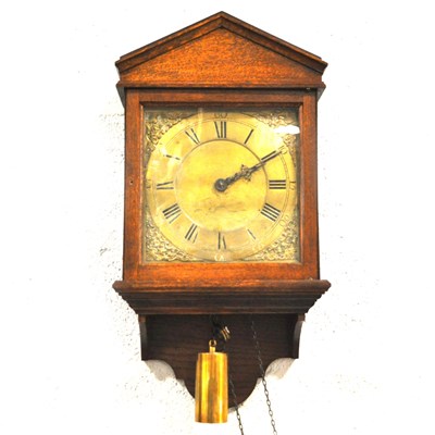 Lot 556 - A Georgian bracket clock, square brass dial signed Wm Bird, Seagrave, in later oak case