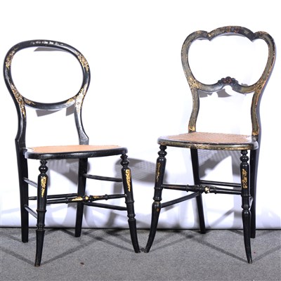 Lot 600 - A Victorian black lacquered bedroom chair, ...