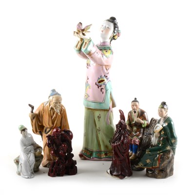 Lot 8 - Assorted 20th Century Chinese pottery figures and ornaments.