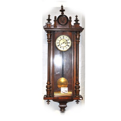 Lot 444 - A walnut and beech Vienna wall clock