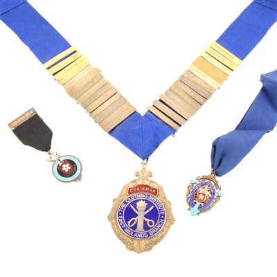 Lot 181 - A chain of office - a silver and enamelled badge "Chairman The Clothing Institute East Midlands Branch"