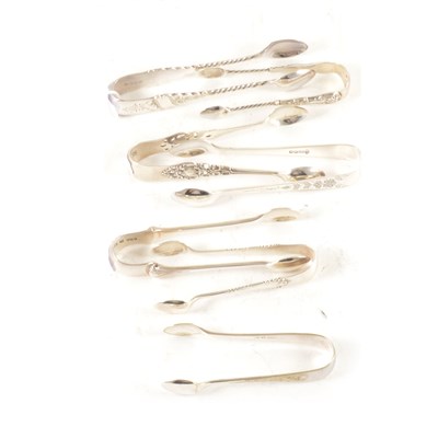 Lot 161 - A collection of silver and plated sugar tongs.