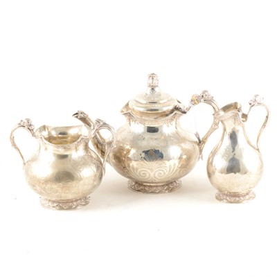 Lot 150 - A Victorian three piece silver teaset.
