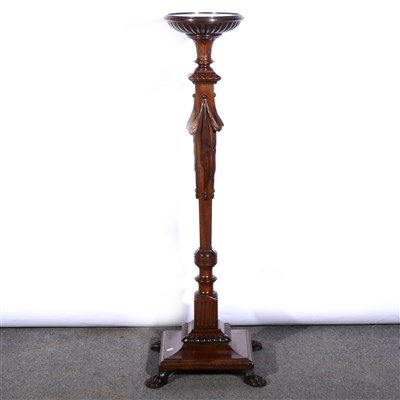 Lot 355 - A reproduction hardwood urn stand, in the George III style, ...