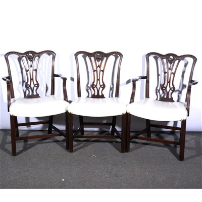 Lot 386 - A set of eight Chippendale style mahogany dining chairs, ...