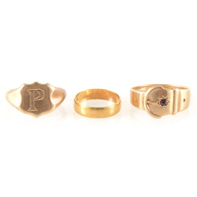 Lot 232 - Three gold rings.