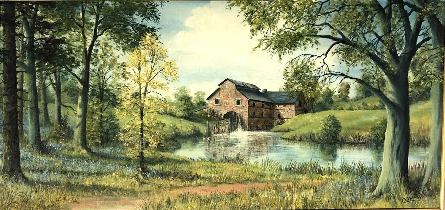 Lot 382 - Colin Vokes, Watermill, oil on board