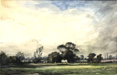 Lot 375 - Cecil J Thornton, South Leicestershire Landscape, watercolour, 15cm x 23cm, exhibited 1966.