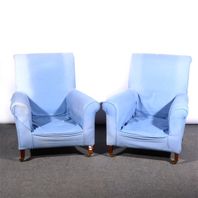 Lot 413 - A pair of Edwardian easychairs, ...