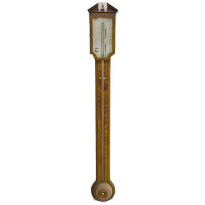 Lot 399 - George III mahogany stick barometer, Manticha, London