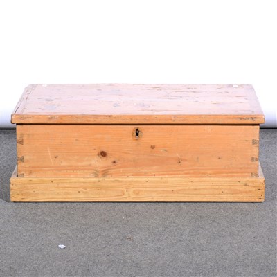 Lot 437 - Pine deed box, plinth base, width 67cm.