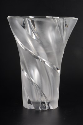 Lot 122 - A 'Narcisse' clear and frosted crystal glass vase, designed by Marc Lalique.
