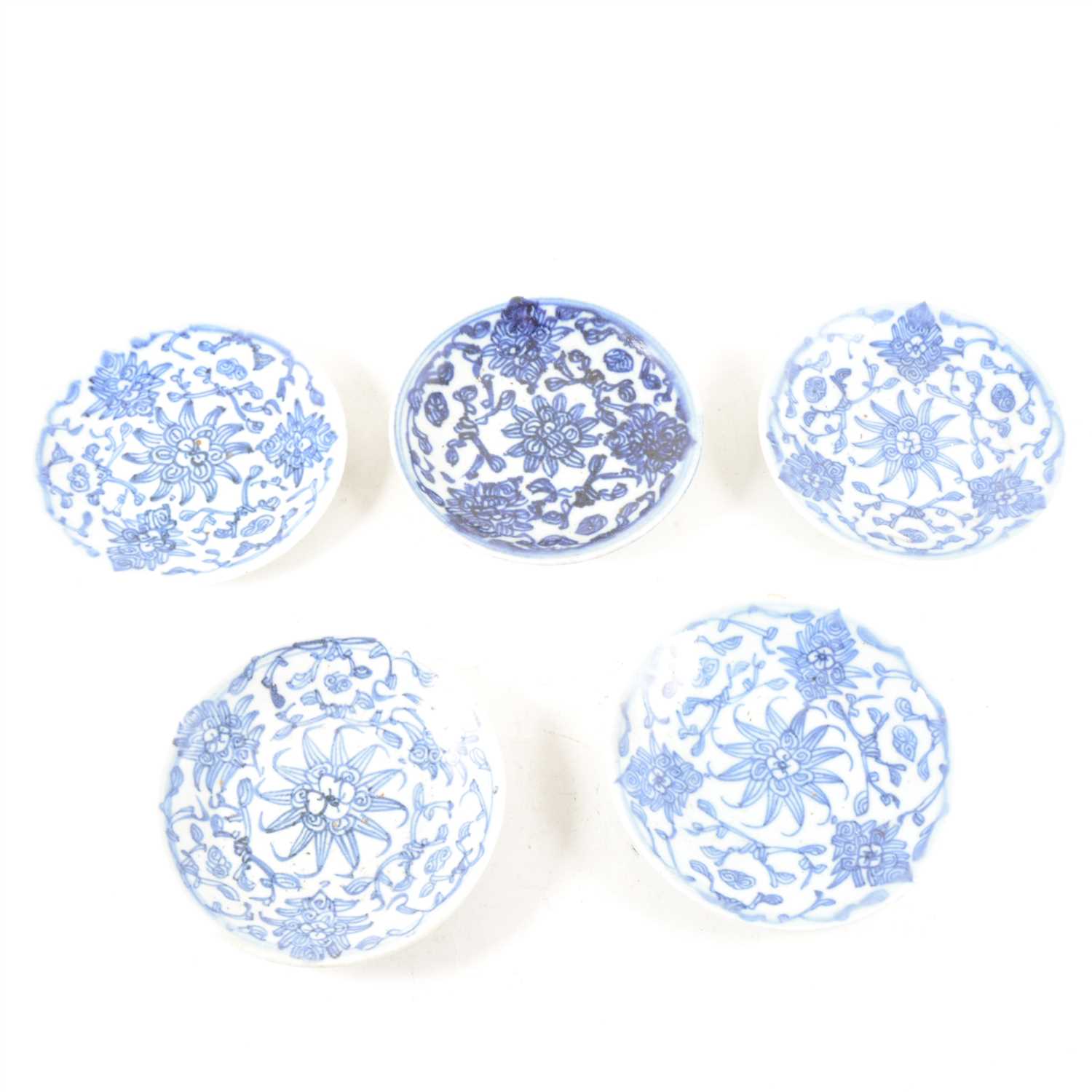 Lot 27 - A collection of  Chinese Tongxi blue and white saucers, ...