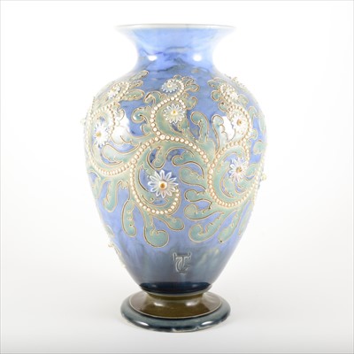 Lot 9 - A stoneware 'Seaweed' vase, by George Tinworth for Doulton Lambeth