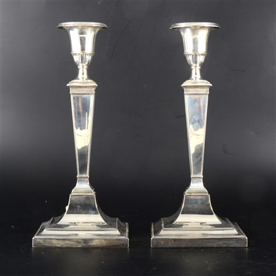 Lot 119 - A pair of silver filled candlesticks
