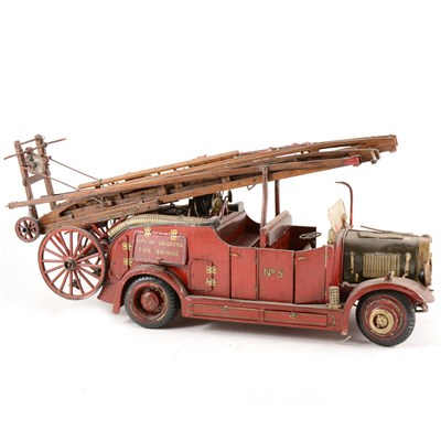 Lot 114 - A scratch built model of a Dennis fire engine, no.5, approximately 1:6 scale, c1930s