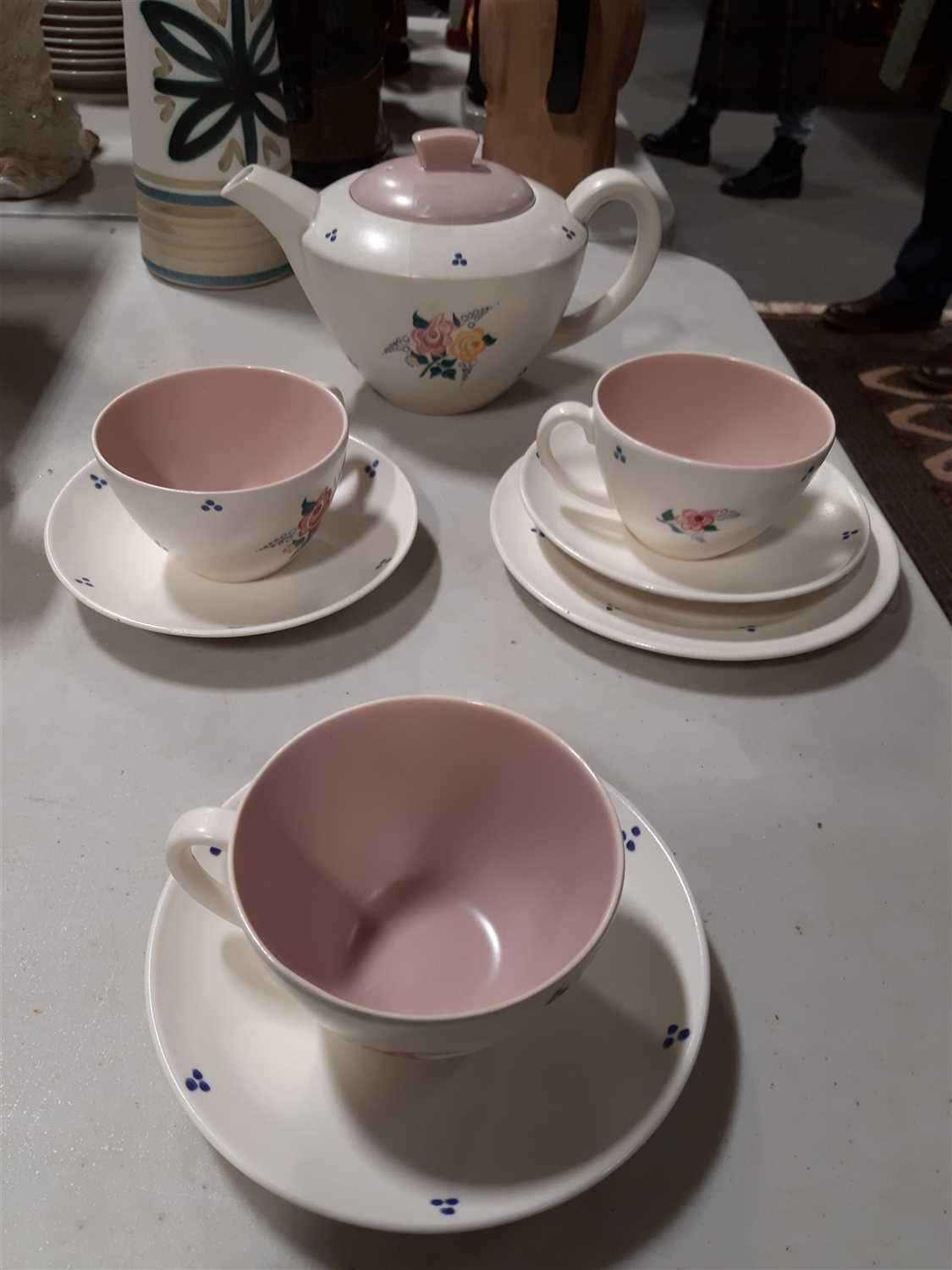 Lot 75 Poole Pottery tea set, hors d'oeuvres dish,