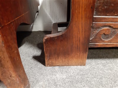 Lot 393 - An oak hall stand, bevelled mirror back, ...