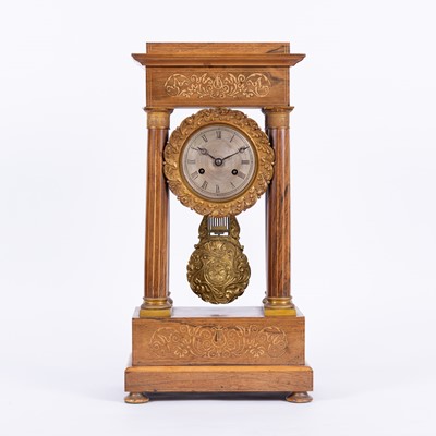 Lot 396 - A Napoleon III rosewood and marquetry portico clock