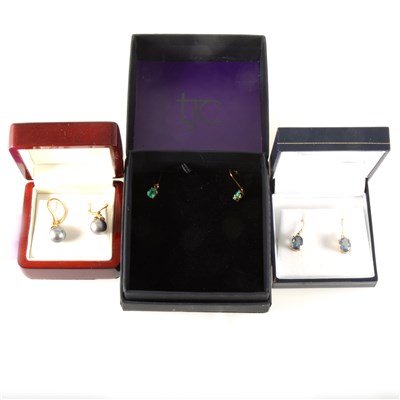 Lot 170 - Three pairs of drop earrings.