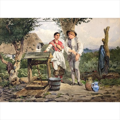 Lot 432 - John Absolon, watercolour, pastoral scene