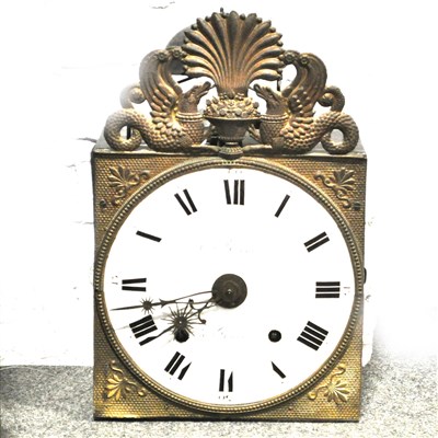 Lot 480A - French brass faced metal cased wall clock, signed Jn Roche a Thiers