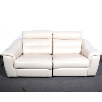 Lot 614 - A contemporary cream coloured leather sofa, ...