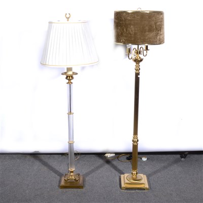 Lot 542 - A brass two-light standard light