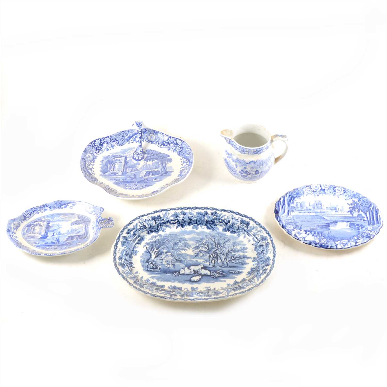 Lot 39 - Booths blue and white graduating meat plates, ...
