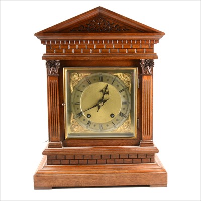 Lot 167 - Victorian oak mantel clock, Winterhalder & Hofmeier