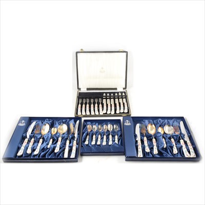 Lot 113 - Quantity of Samuel Peace porcelain handled cutlery, boxed.