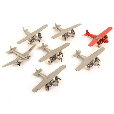 Lot 224 - Tootsie Toys; seven die-cast model aircraft.