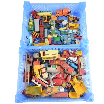 Lot 241 - Die-cast model toys and vehicles; two tray of loose playworn examples