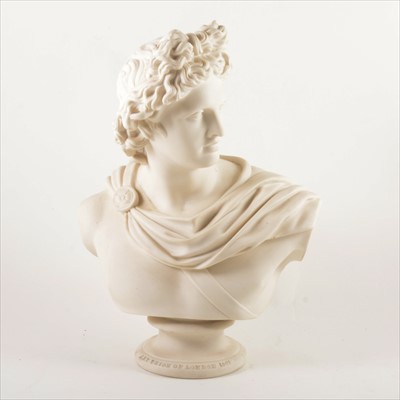 Lot 525 - After C Delpech, Apollo Belvedere, a Victorian parian bust, for the Art Union of London, 1861.