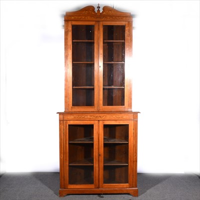 Lot 391 - A late Victorian inlaid mahogany free-standing corner cupboard