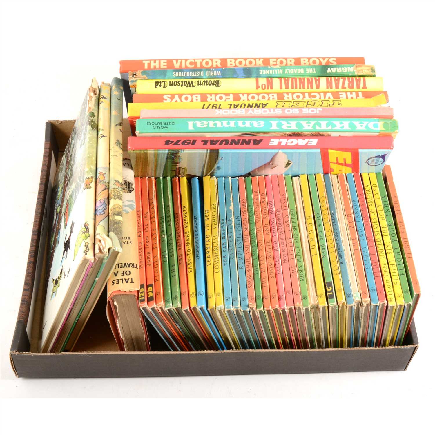 Lot 142 - Three boxes of children's comic annuals, Ladybird books and others.