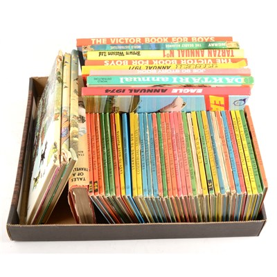Lot 142 - Three boxes of children's comic annuals, Ladybird books and others.