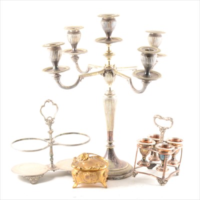 Lot 176 - An electroplated five-light candelabra, ...