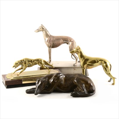 Lot 173 - Silver-plated model, greyhound, rectangular...