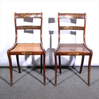 Lot 625 - A pair of Regency style rosewood and simulated rosewood dining chairs, ...