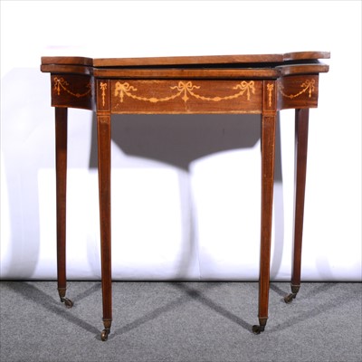 Lot 599 - An Edwardian inlaid mahogany card table, ...