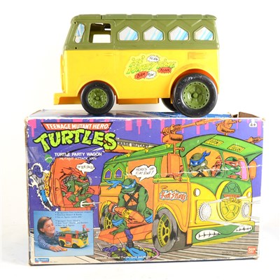 Lot 185 - Ghostbuster Fire Station Headquarters by Kenner, boxed, and a Teenage Mutant Turtles Party Wagon, boxed.