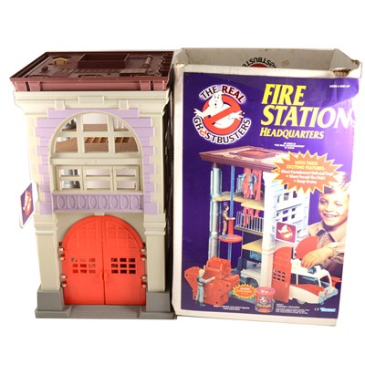 Lot 185 - Ghostbuster Fire Station Headquarters by Kenner, boxed, and a Teenage Mutant Turtles Party Wagon, boxed.