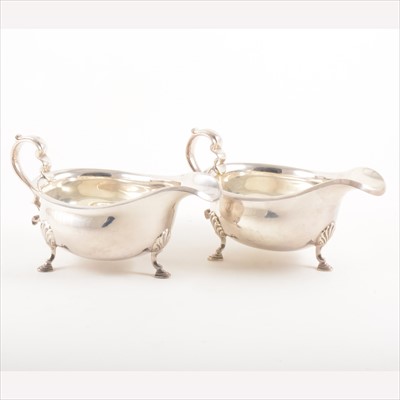 Lot 224 - Pair of silver sauceboats,  Mappin & Webb, Sheffield 1928