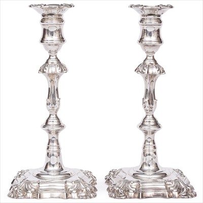 Lot 640 - A pair of Victorian silver candlesticks