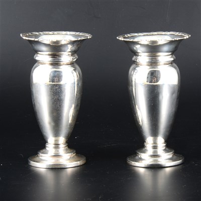 Lot 110 - A pair of silver posy vases, Percy James Finch, Birmingham, 1921.
